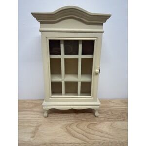 Wood Miniature Hutch with Opening Doors Ivory 13" X 8"